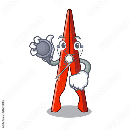 Doctor clothes peg character cartoon