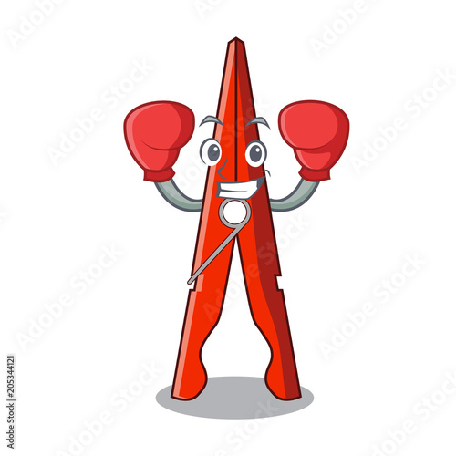 Boxing clothes peg character cartoon