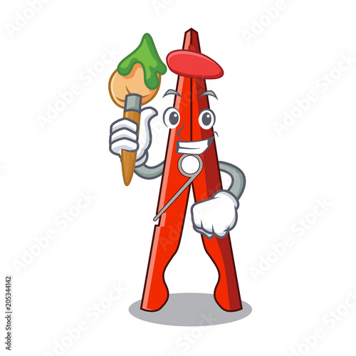 Artist clothes peg character cartoon