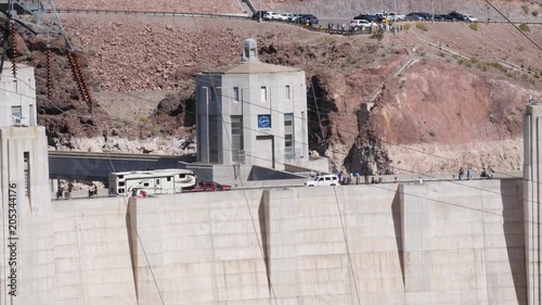 Large RV crossing the wall of the Hoover Dam