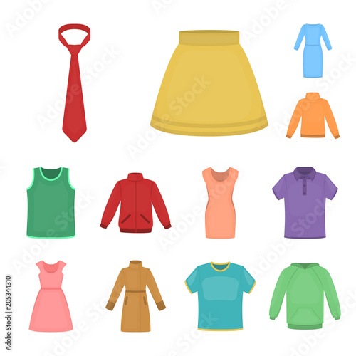 Different kinds of clothes cartoon icons in set collection for design. Clothes and style vector symbol stock web illustration.