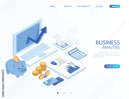 isometric accountant workspace. vector illustration
