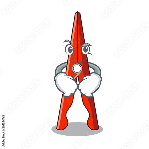 Smirking clothes peg character cartoon