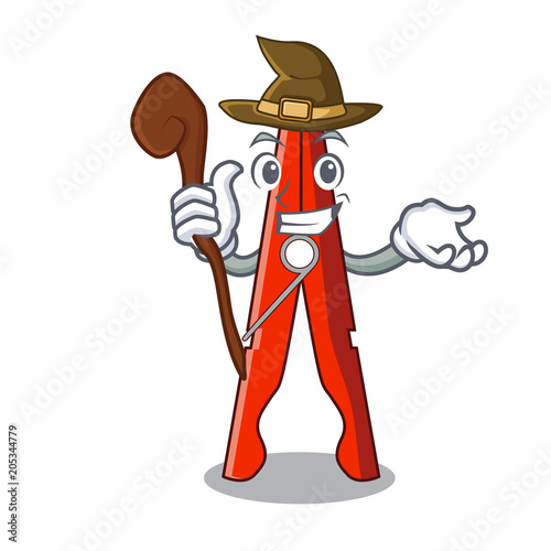 Witch clothes peg mascot cartoon