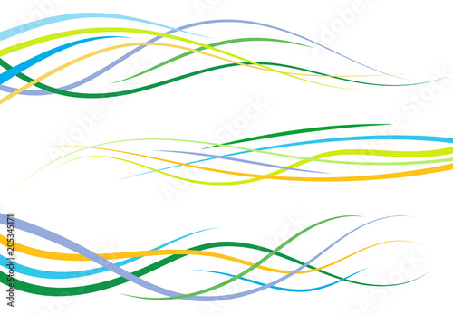 Set of abstract color curved lines. Wave design element. Vector illustration. 
