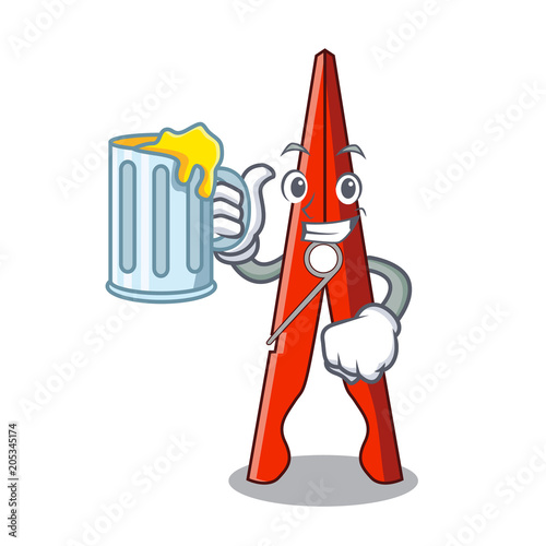 With juice clothes peg mascot cartoon