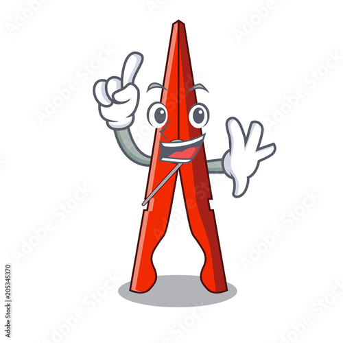 Finger clothes peg mascot cartoon