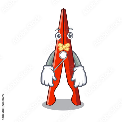 Silent clothes peg mascot cartoon