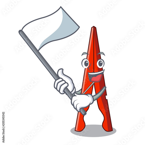 With flag clothes peg mascot cartoon