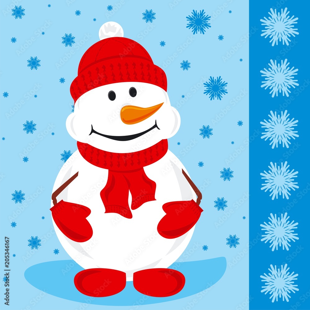 Vector Illustration of a Snowman