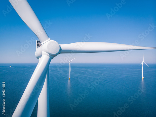 Windmill park in ocean, windmill energy farm