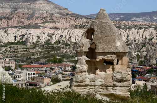 Ruins of ancient cave house,typical for Cappadocia in Goreme,Turkey,Central Anatolia photo