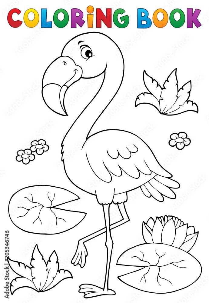 Naklejka premium Kolorowanka motyw flaminga 2
