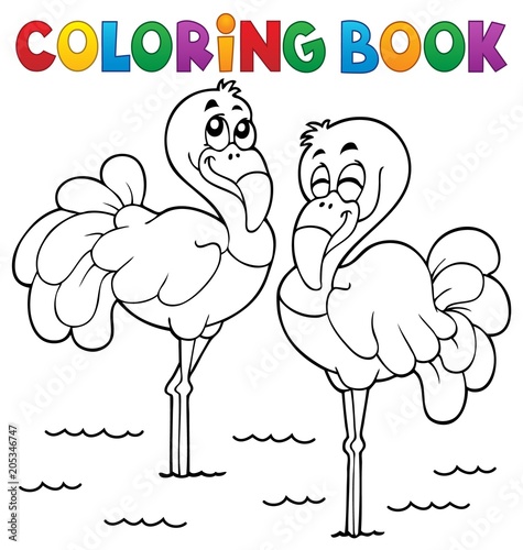 Coloring book flamingo theme 1