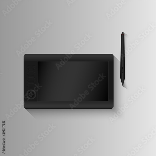 Tablet drawing, graphics tablet and pen pressure, Technology device concept photo