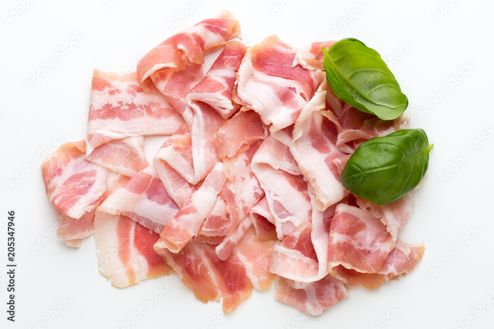 Fresh bacon on the isolated background. Fresh bacon on the isolated background.