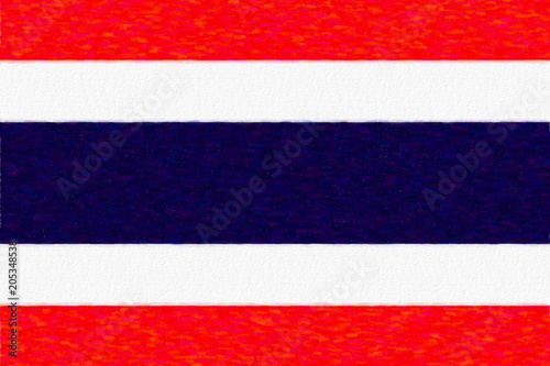Watercolor flag of Thailand, paper texture. Symbol of Independence Day, souvenir soccer game, button language, icon.
