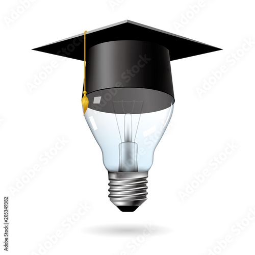 Big idea design.graduate cap on the light bulb.