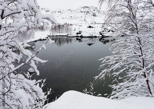 Reflections on Snowy Lake, Iceland
