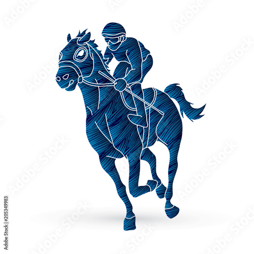 Horse racing ,Jockey riding horse, design using grunge brush graphic vector.