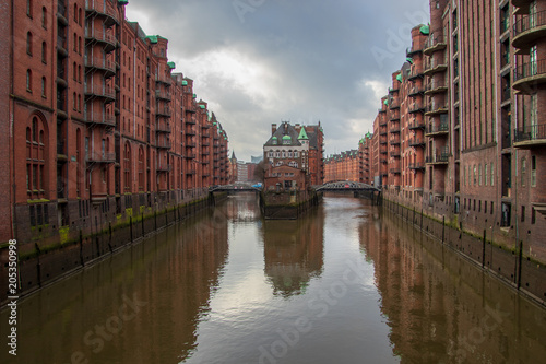 The famous warehouse district (Speicherstadt) in Hamburg, Germany.  © bphoto