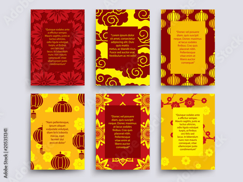 Asian style cards collection. Chinese, japanese, korean banners design