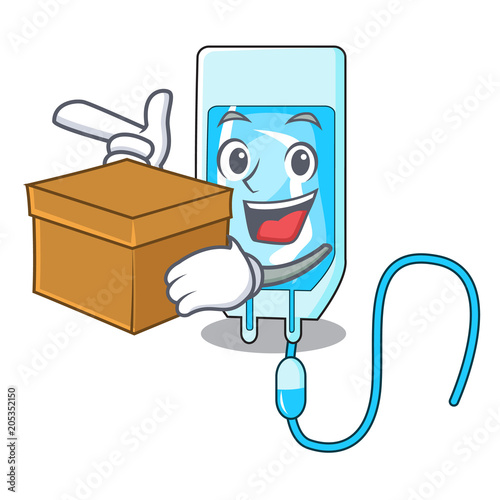 With box infussion bottle character cartoon