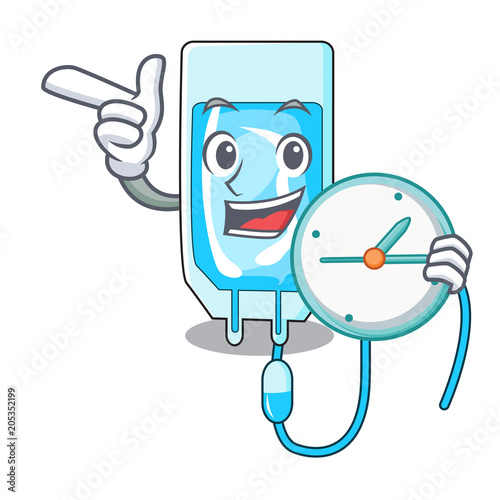 With clock infussion bottle character cartoon photo