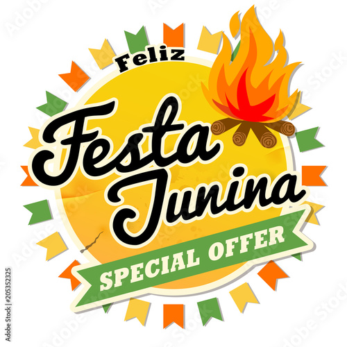 Latin America Traditional Festa Junina  the June party of Brazil. Retro style seamless design with symbolism of the holiday for Invitation card  Banner.