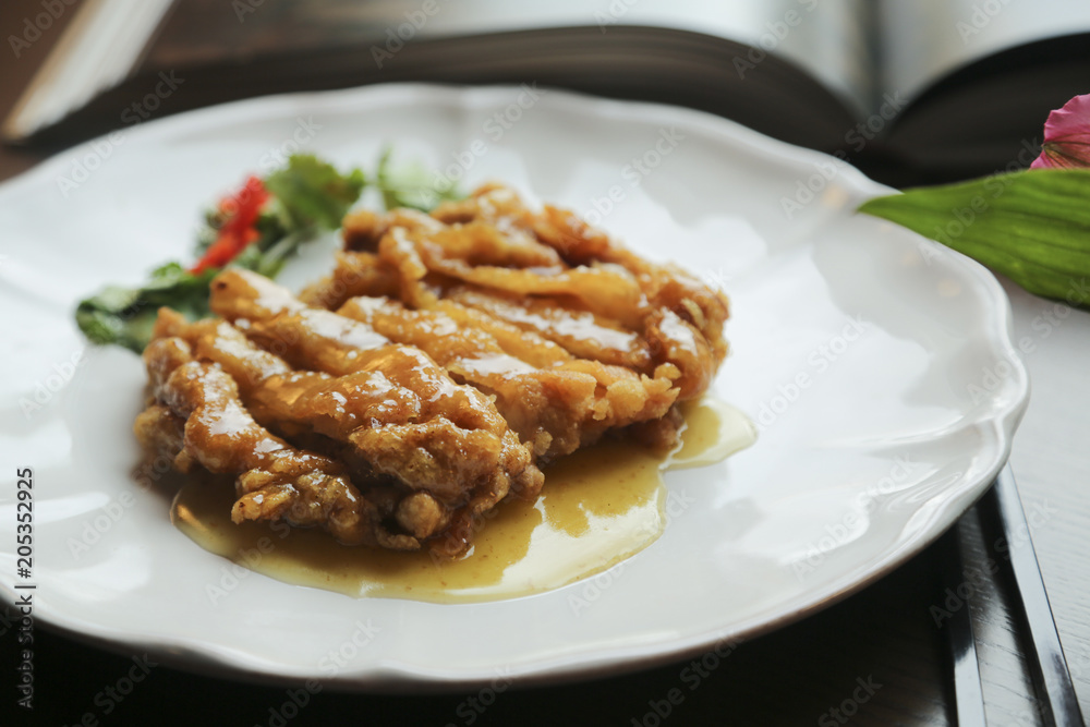 Asian style chicken schnitzel with citrus sauce Asian style chicken schnitzel with citrus sauce