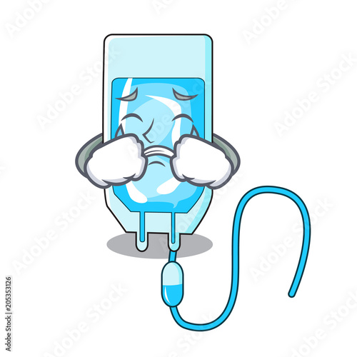 Crying infussion bottle mascot cartoon