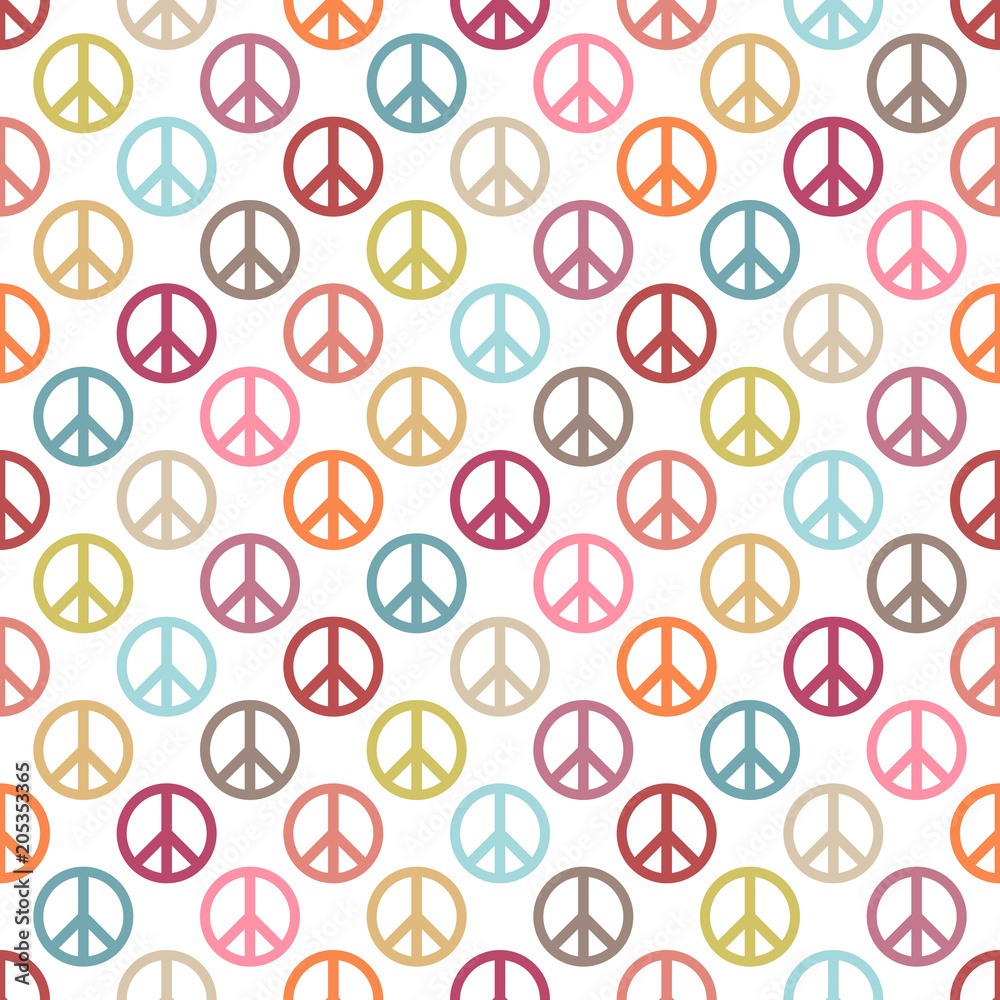 Seamless Pattern Peace Symbol Retro