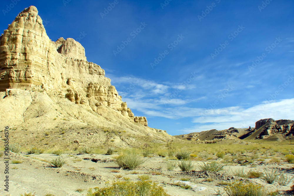 desert canyon with ruins of ancient Guge Kingdom (Tibet, China)