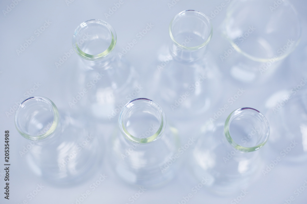 Glass ware in laboratory.Laboratory equipment concept.Scientific glassware for chemical experiment.