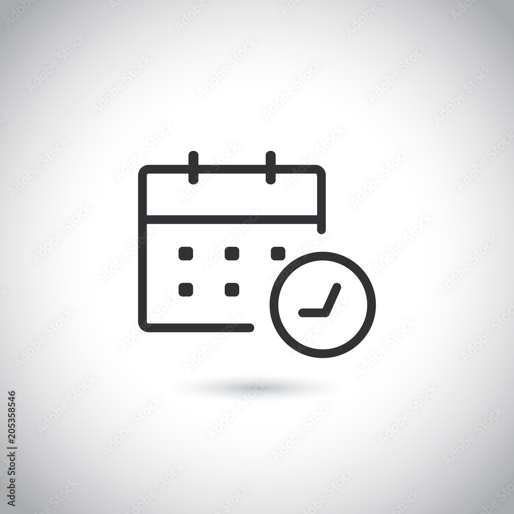 Modern flat calendar clock icon. Vector illustration. Modern flat calendar clock icon. Vector illustration.