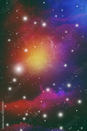 Astrology Mystic Outer Space Background. Vector Digital Illustration of Universe.