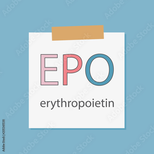 EPO Erythropoietin written in a notebook paper- vector illustration
