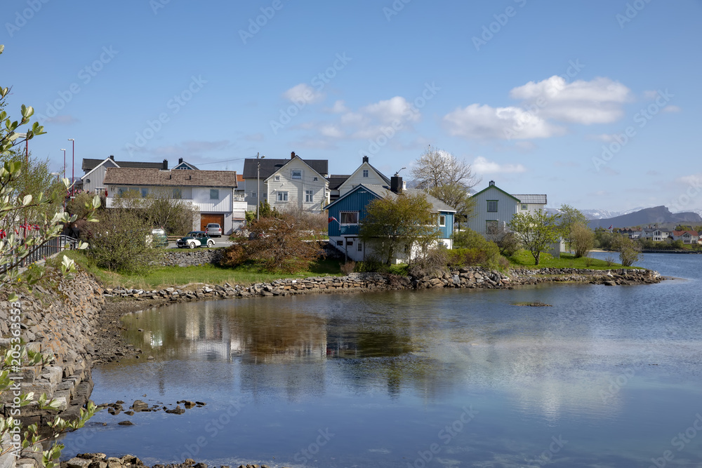 Fototapeta premium Sunshine day in May in Bronnoysund Northern Norway