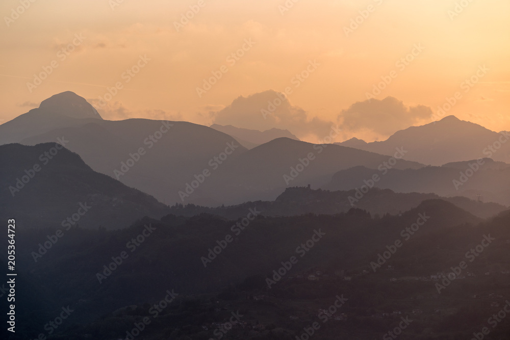 Tuscan Mountains at Sunset