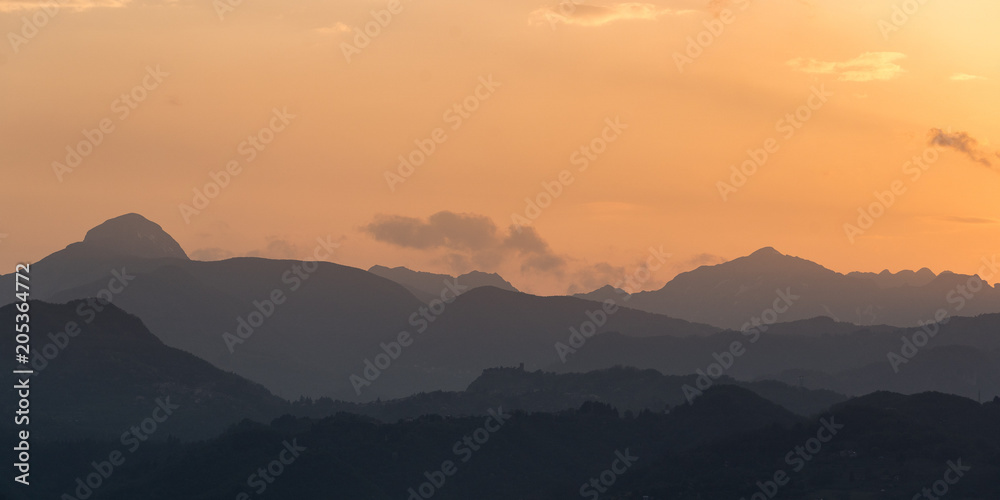 Spring Sunset Over Mountains