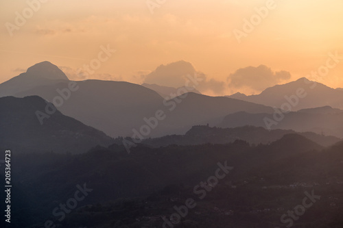 Tuscan Mountains at Sunset