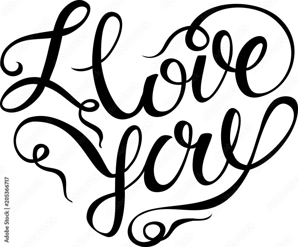 I love you card. Hand drawn lettering design. I love you card. Hand drawn lettering design.