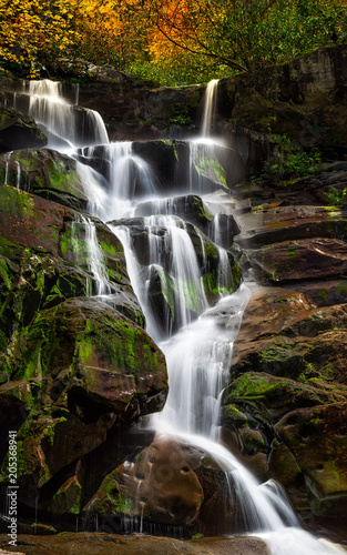 waterfall with moss rocks