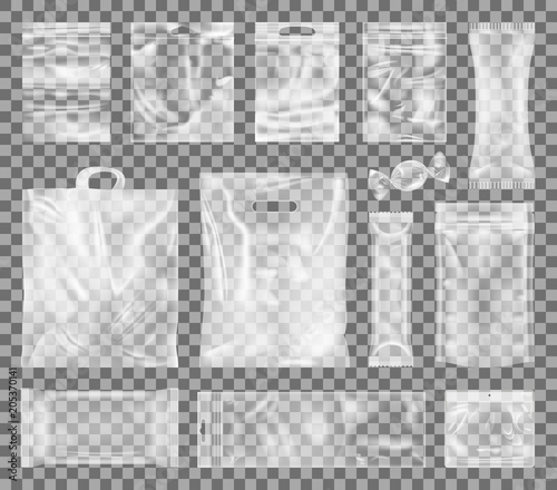 Plastic Packages Collection Vector Illustration