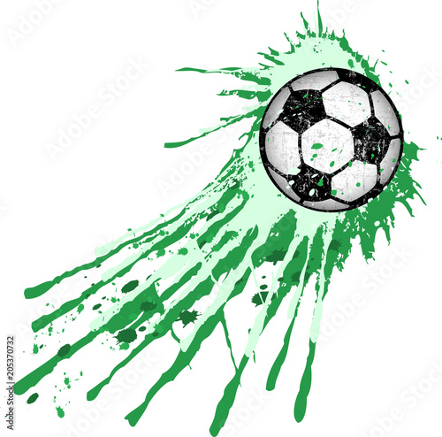 Soccer ball / football illustration,with paint splash, isolated on white, vector