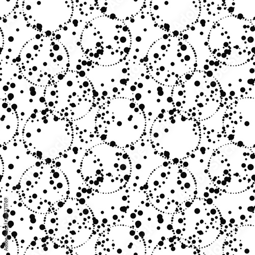 Abstract round geometric background. Halftone seamless pattern with dots  circles. Vector illustration.