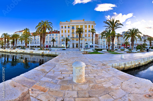 Split waterfront panoramic view from pier