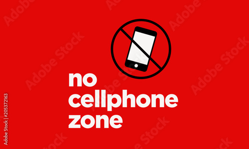 No Cellphone Zone Sticker Sign in Flat Modern Style Design