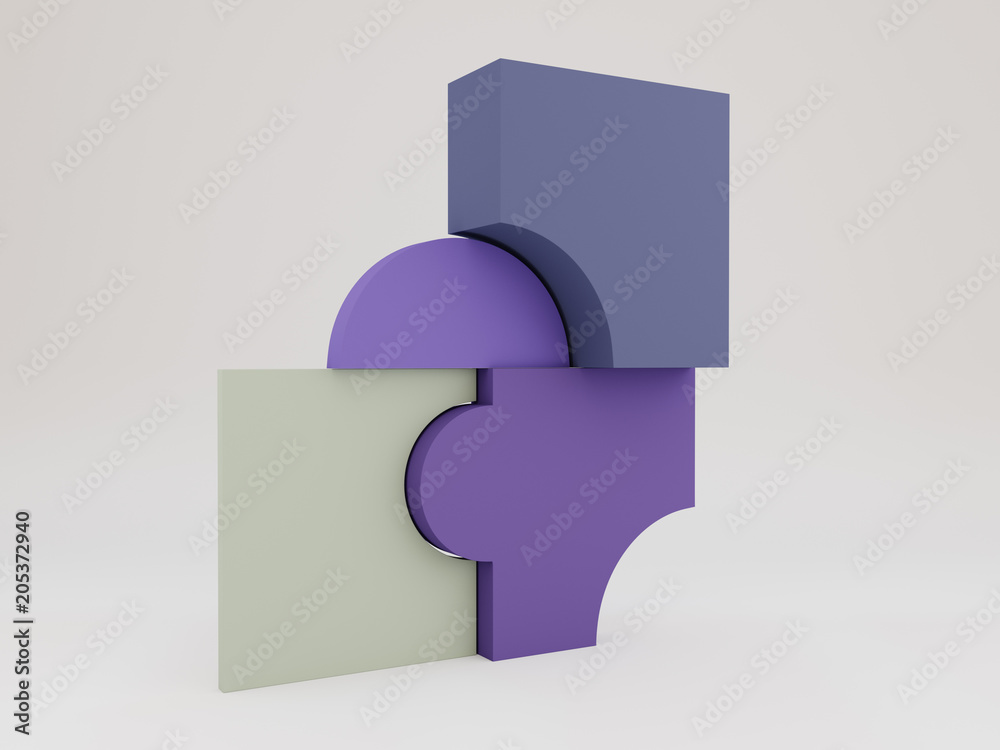 Abstract Design Puzzle Pieces Wall. 3D rendering Abstract Design Puzzle Pieces Wall. 3D rendering
