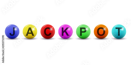 Vector lottery balls with jackpot text. Isolated on white background.